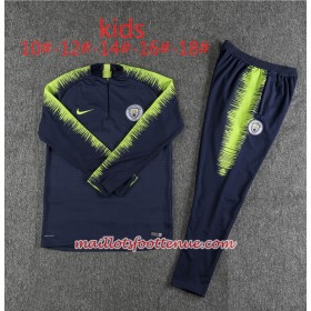 Manchester City Enfant Ensemble Sweat d'entrainement Foncé Bleu Vert 2018/2019